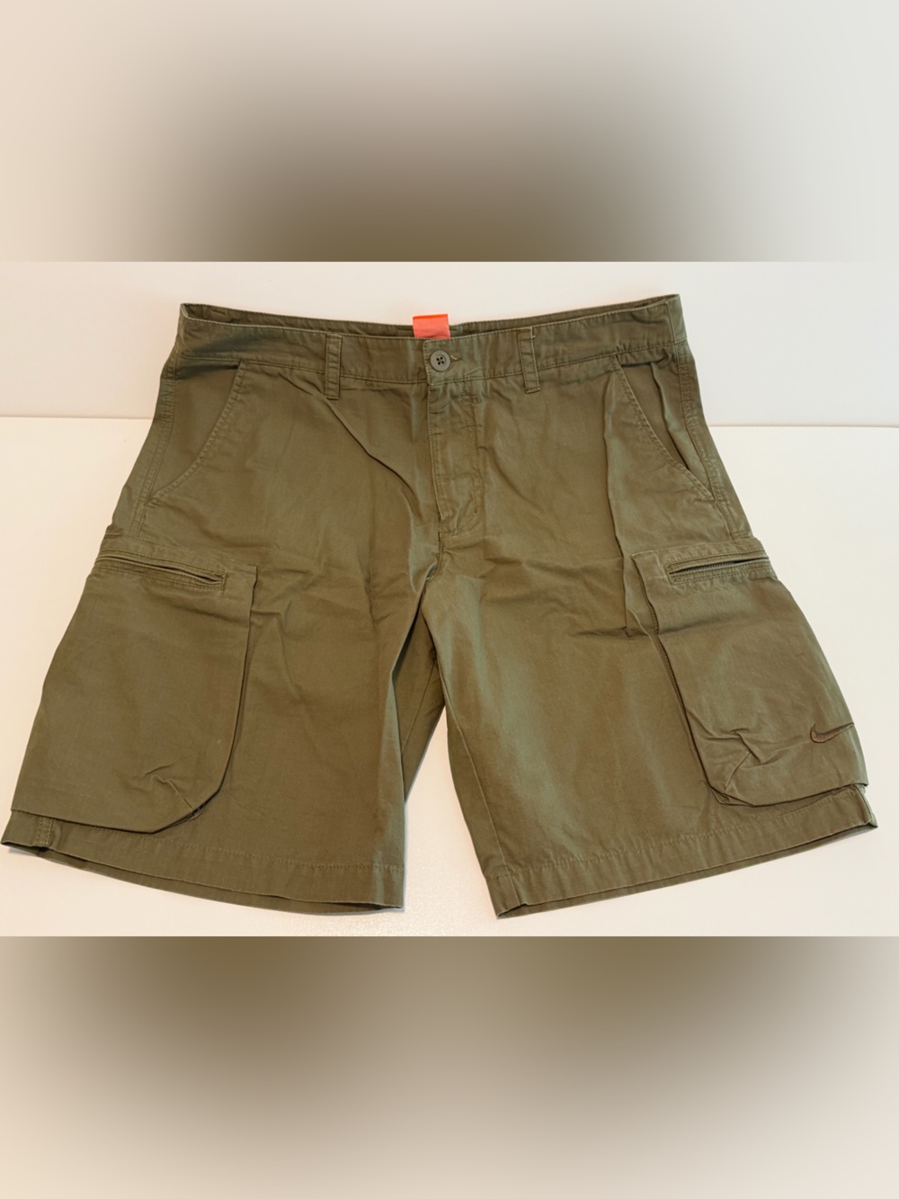 Nike Olive Green Cargo Shorts with Side Utility Pockets